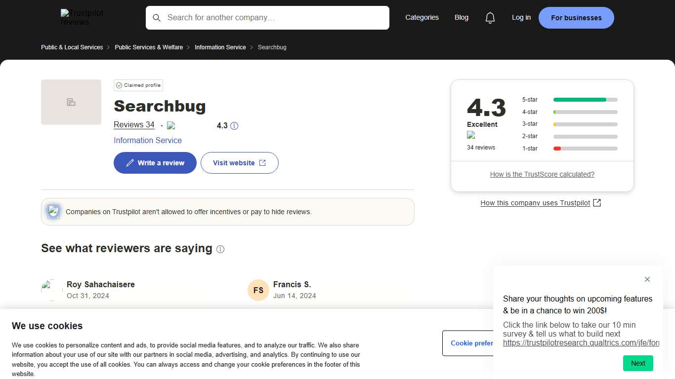 Searchbug Reviews | Read Customer Service Reviews of www.searchbug.com